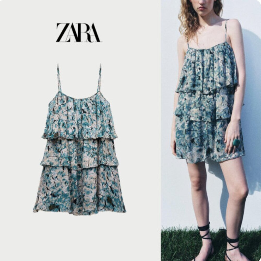ZARA Artistic Tiered Ruffle Dress Sizes S, L NEW WITH TAG!
